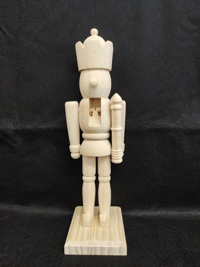 Christmas Wooden Unfinished Nutcracker DIY Unpainted Nutcracker Walnut Soldier